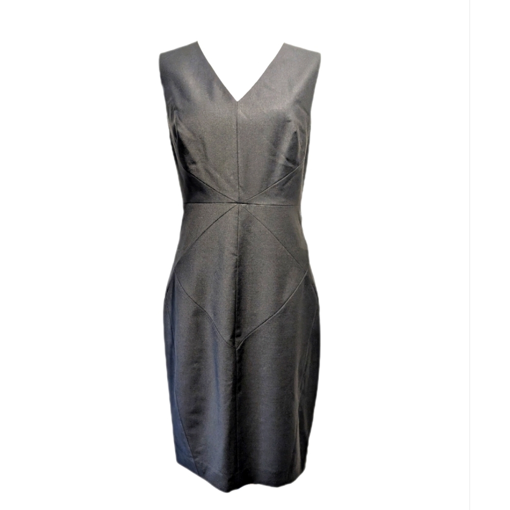 Ted Baker Black Bodycon Sleeveless Vneck Shift Dress Wool Blend Ted Sz 2  -6-